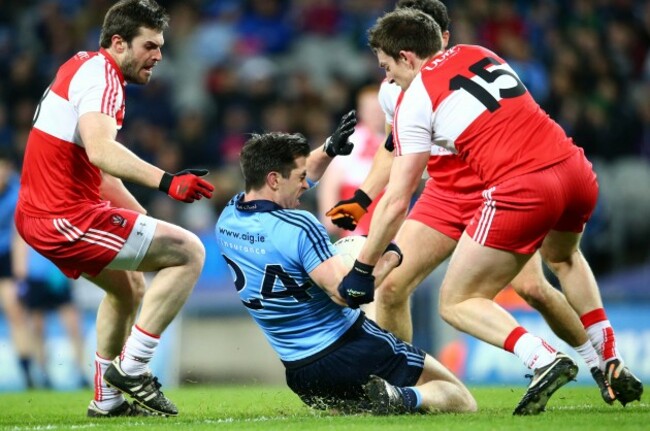 Michael Darragh MacAuley under pressure