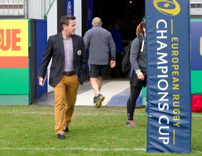 Mike Ford has a look at the pitch before the game