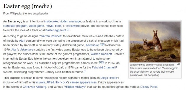 Wikipedia easter eggs