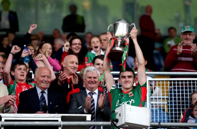 Cian Hanley lifts the trophy