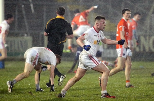 Ruairi McGlone celebrates after his team score a goal 1/4/2015