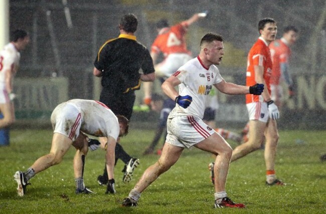 Ruairi McGlone celebrates after his team score a goal 1/4/2015