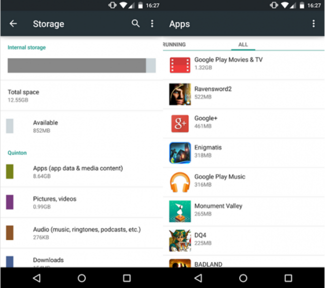 Android Storage space