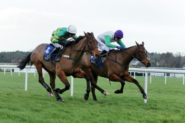 Robbie McNamara on Tammys Hill holds off the challenge from Nina Carberry on On the Fringe to win