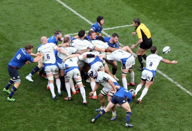 Micky Young passes the ball from a scrum