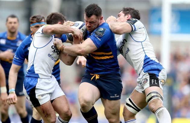 Cian Healy with Micky Young and Francois Louw