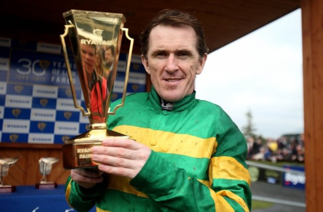 Tony McCoy with the Ryanair Gold Cup after winning onboard Gilgamboa