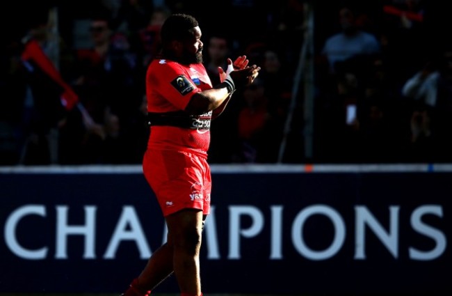 Mathieu Bastareaud applauds the crowd