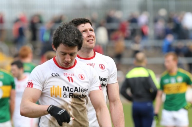 Sean Cavanagh and Mattie Donnelly dejected