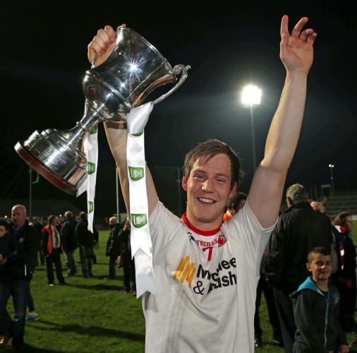 Kieran McGeary lifts the Irish News Cup 8/4/2015