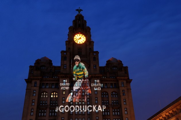 Horse Racing - Crabbies Grand National 2015 - AP McCoy Projection on the Liver Building