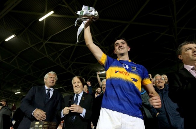 Colin O'Riordan lifts the trophy