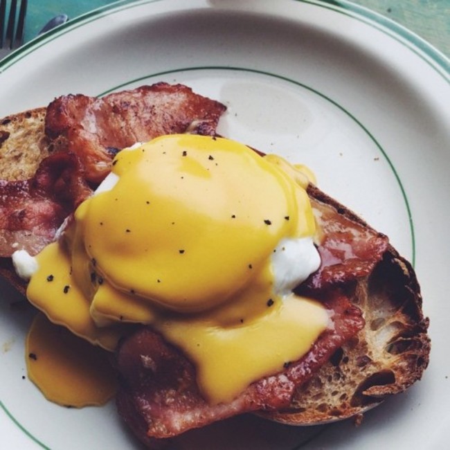 Brunch chez moi: eggs Benedict on homemade sourdough bread. Eggcellent start to the day!