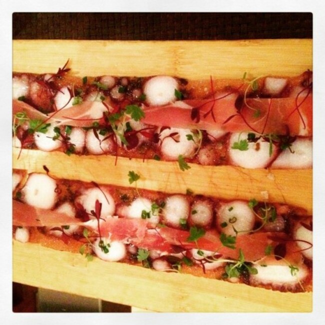 One of my fave tapas of the night! #octupuscarpaccio with #prosciutto