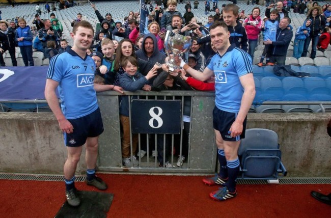 Jack McCaffrey and Paddy Andrews celebrate with supporters