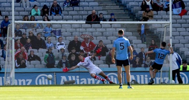 Diarmuid Connolly scores a penalty past Ken O'Halloran