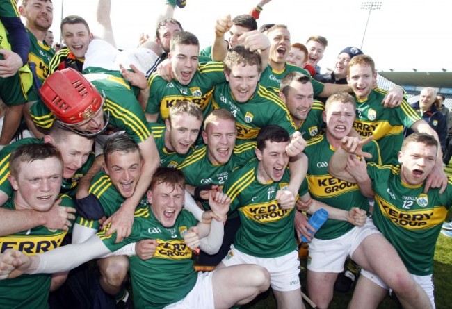 The Kerry team celebrate winning