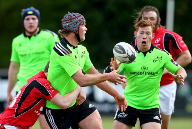 Tyler Bleyendaal offloads to teammate Cathal Sheridan