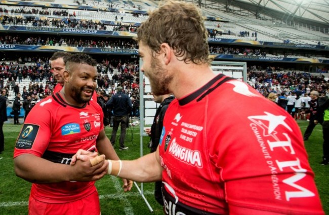 Steffon Armitage and Leigh Halfpenny celebrate