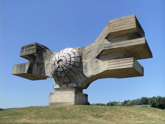 the-monument-to-the-revolution-built-in-croatia-then-yugoslavia-is-an-abstract-sculpture-dedicated-to-the-people-of-moslavina-during-world-war-ii