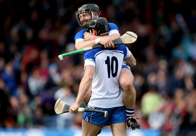Noel Connors and Kevin Moran celebrates at the final whistle