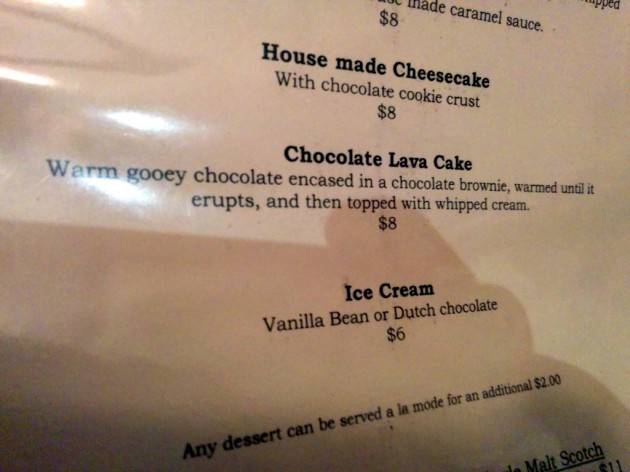 Porny chocolate description, menu, restaurant, Stinson Beach, CA, USA