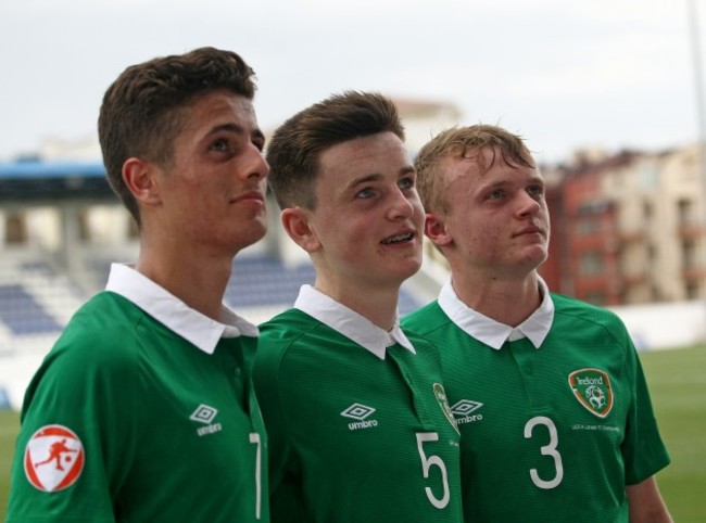 Zachary Elbouzedi, Darragh Leahy and Jonathan Lunney after the game