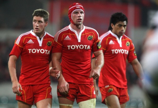 Ronan O'Gara, Denis Leamy and Lifeimi Mafi