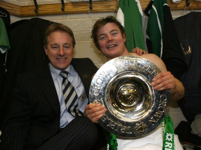 Eddie O'Sullivan and Brian O'Driscoll with the Triple Crown