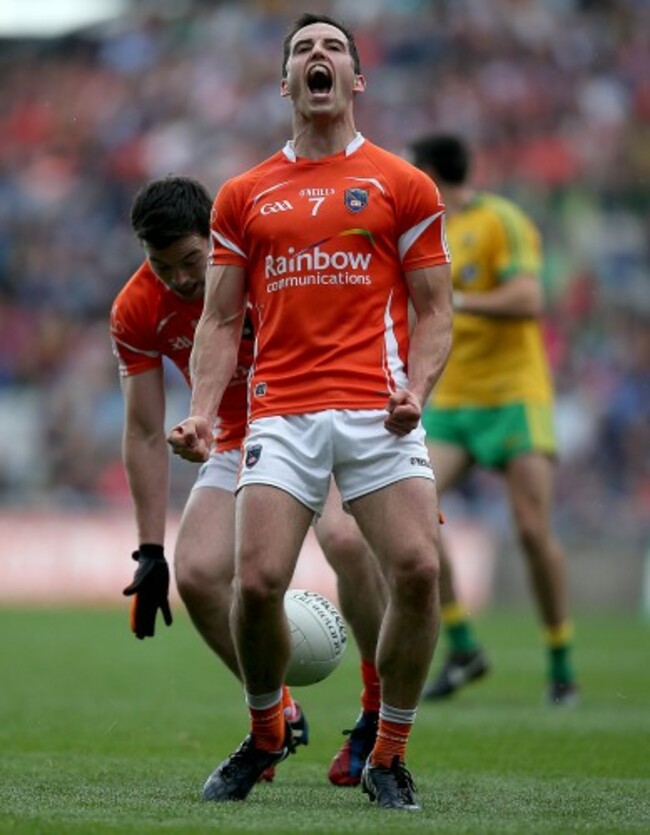 Aaron Kernan reacts as a free is awarded against him