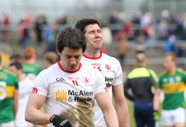 Sean Cavanagh and Mattie Donnelly dejected