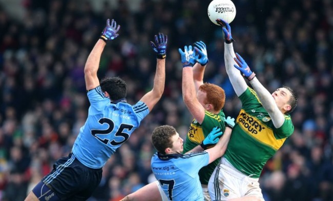 Johnny Buckley and David Moran with Cian O'Sullivan and Jack McCaffrey