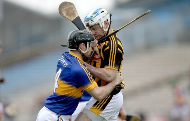 Jonjo Farrell and Conor O'Brien clash off the ball