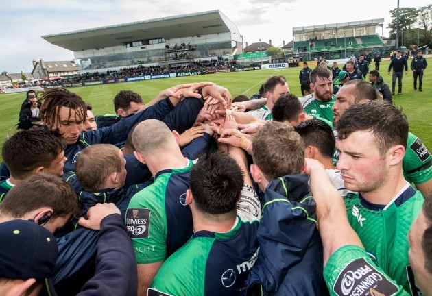 The Connacht team huddle after the game