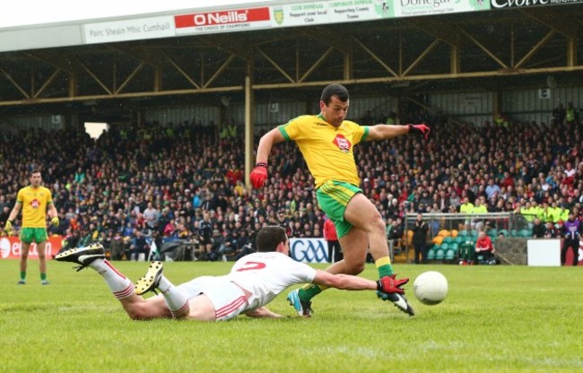 Frank McGlynn attempts a shot on goal