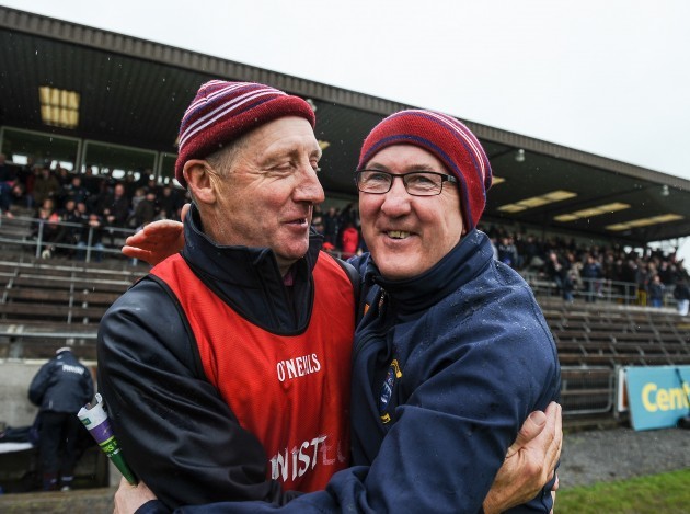 Michael Ryan and Michael Walsh celebrate at the end of the game