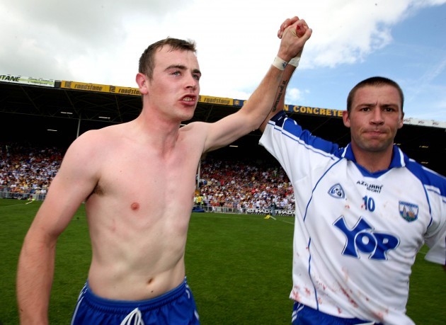 Eoin Kelly and Dan Shanahan celebrate at the final whistle