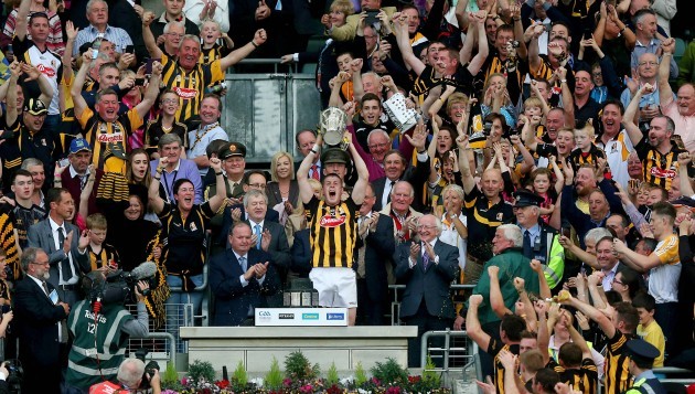 Lestor Ryan lifts the Liam McCarthy cup