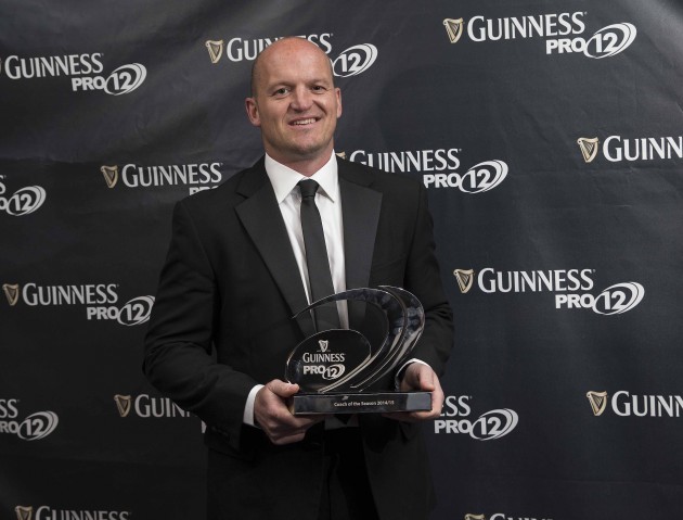 Pictured with his award for Guinness Pro12 Coach of the Season is Gregor Townsend from Glasgow Warriors