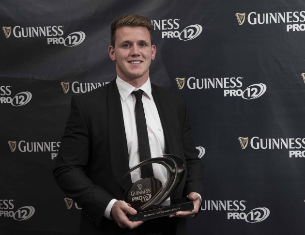 Pictured with his award for Sky Sports Try of the Season is Craig Gilroy from Ulster