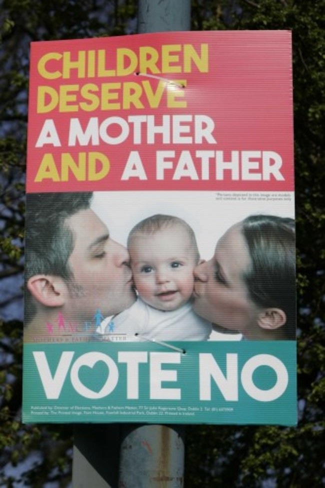 File Photo The man and woman featured in posters opposing the same sex marriage referendum have denounced the use of their image and say they support completely the proposed change to the Constitution.