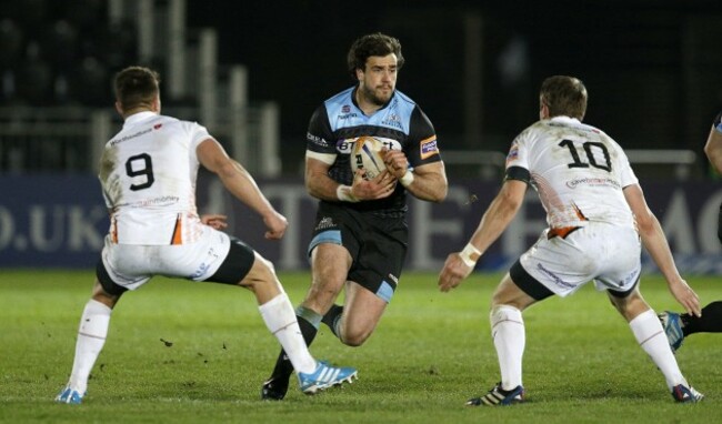Alex Dunbar takes on Rhys Webb and Dan Biggar 28/3/2014