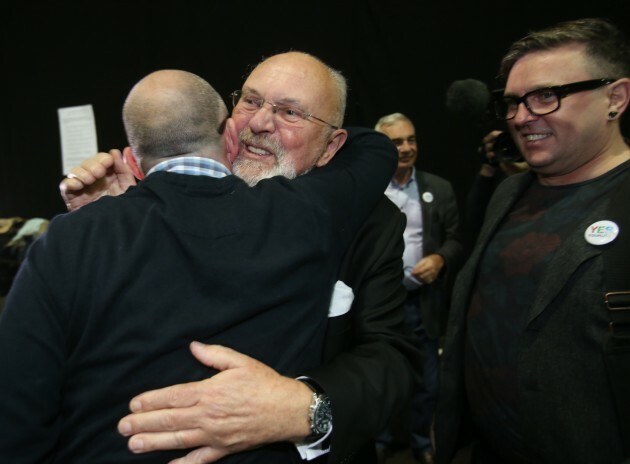 A happy Senator David Norris arrives at