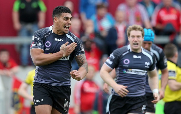 Josh Matavesi celebrates a disallowed try