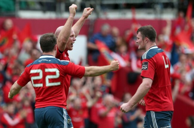 Paul O'Connell celebrates at the final whistle