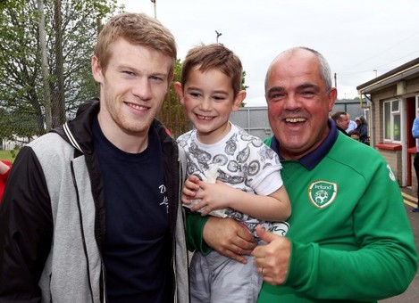 James McClean, with Pat  Duffy and his grandson Noah