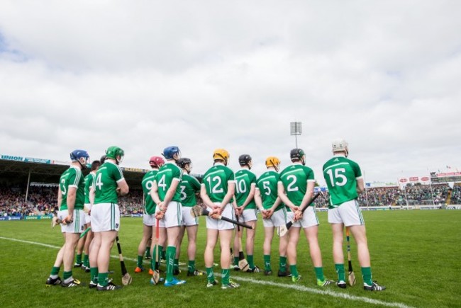 The Limerick team stand for the National Anthem