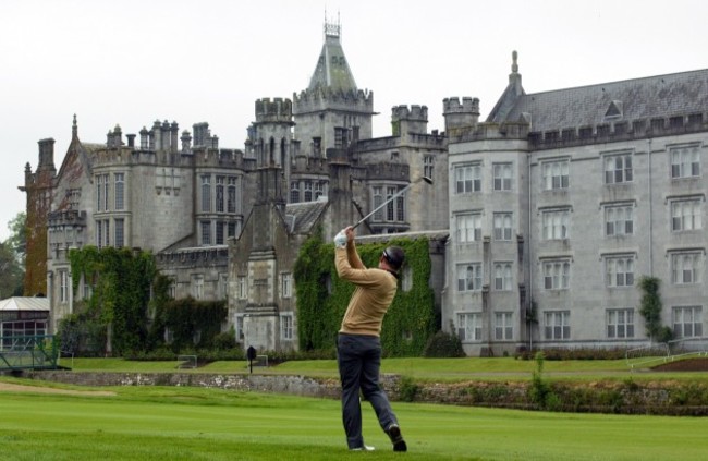 Paul McGinley plays to the 15th green