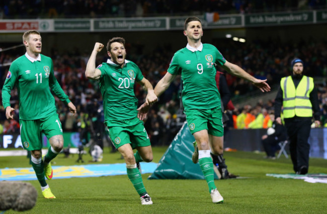 Shane Long celebrates scoring a goal