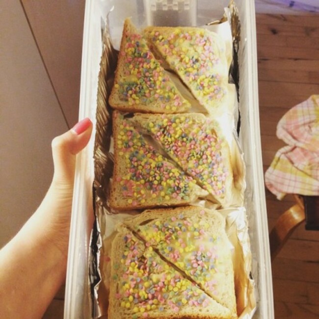 My contribution to the Eurovision night snack table #fairybread #eurovisionsongcontest #esc #causeimrootingforaustralia #soimbringingaustraliansnack